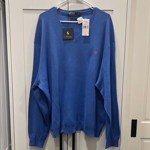 Polo by Ralph Lauren Men's V-Neck Sweater in Blue